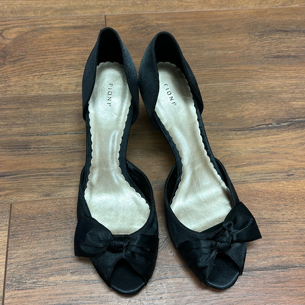 Peep toe satin heels